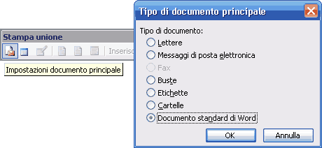 Scegliere il tipo di documento principale