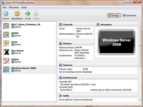 Macchina virtuale pronta per l'installazione del sistema operativo